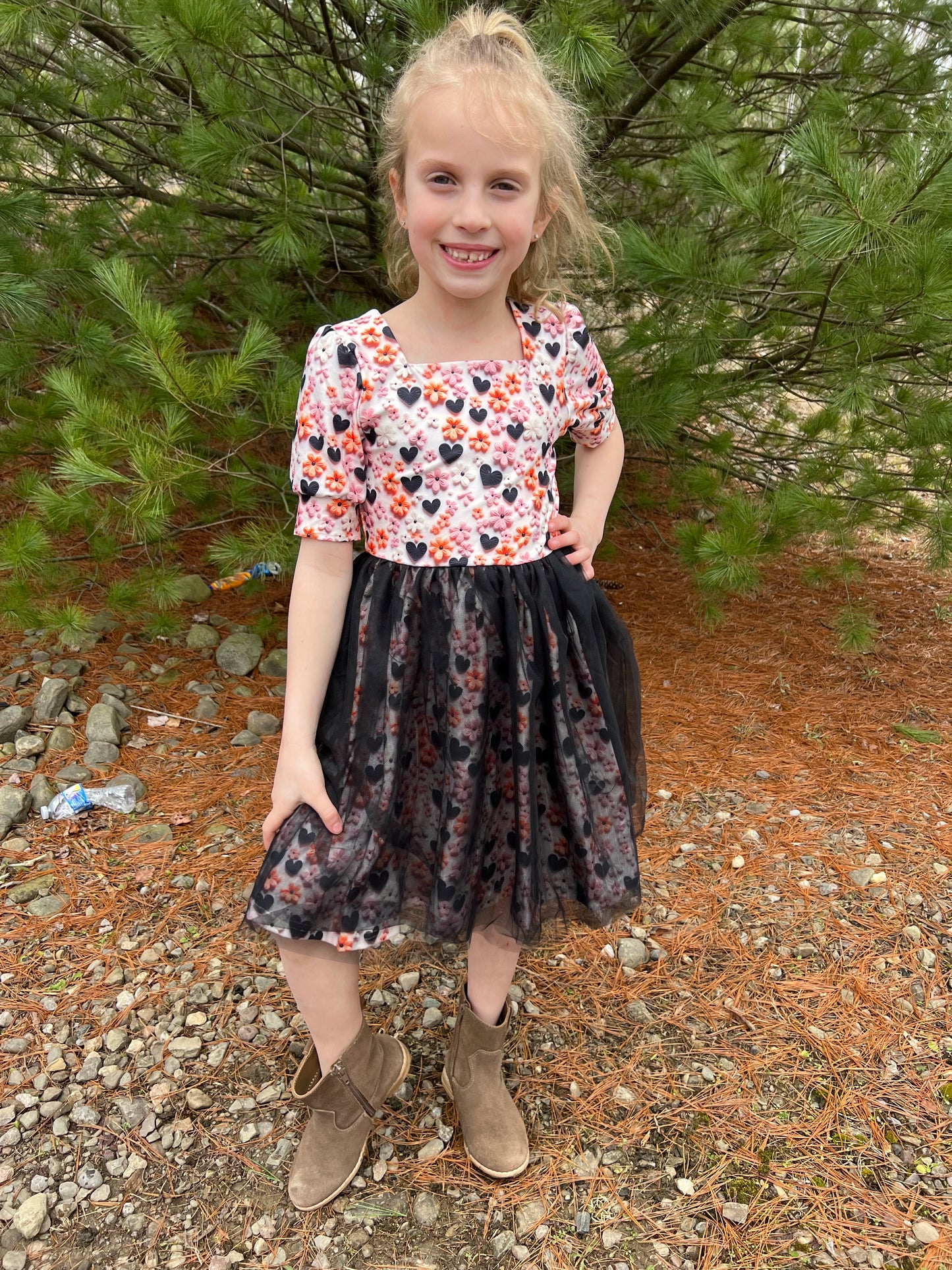 Heart floral tulle