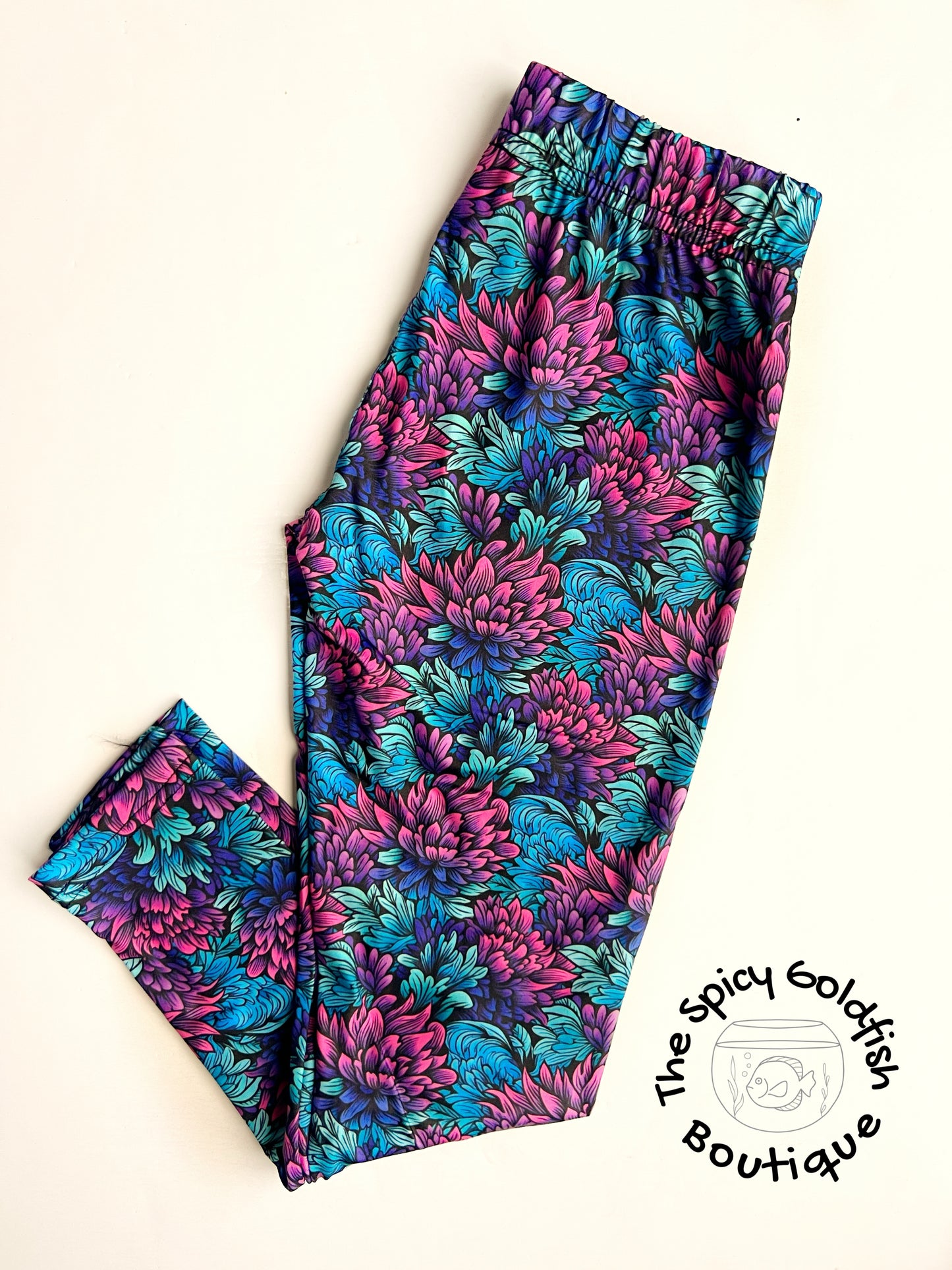 Purple Teal Floral leggings