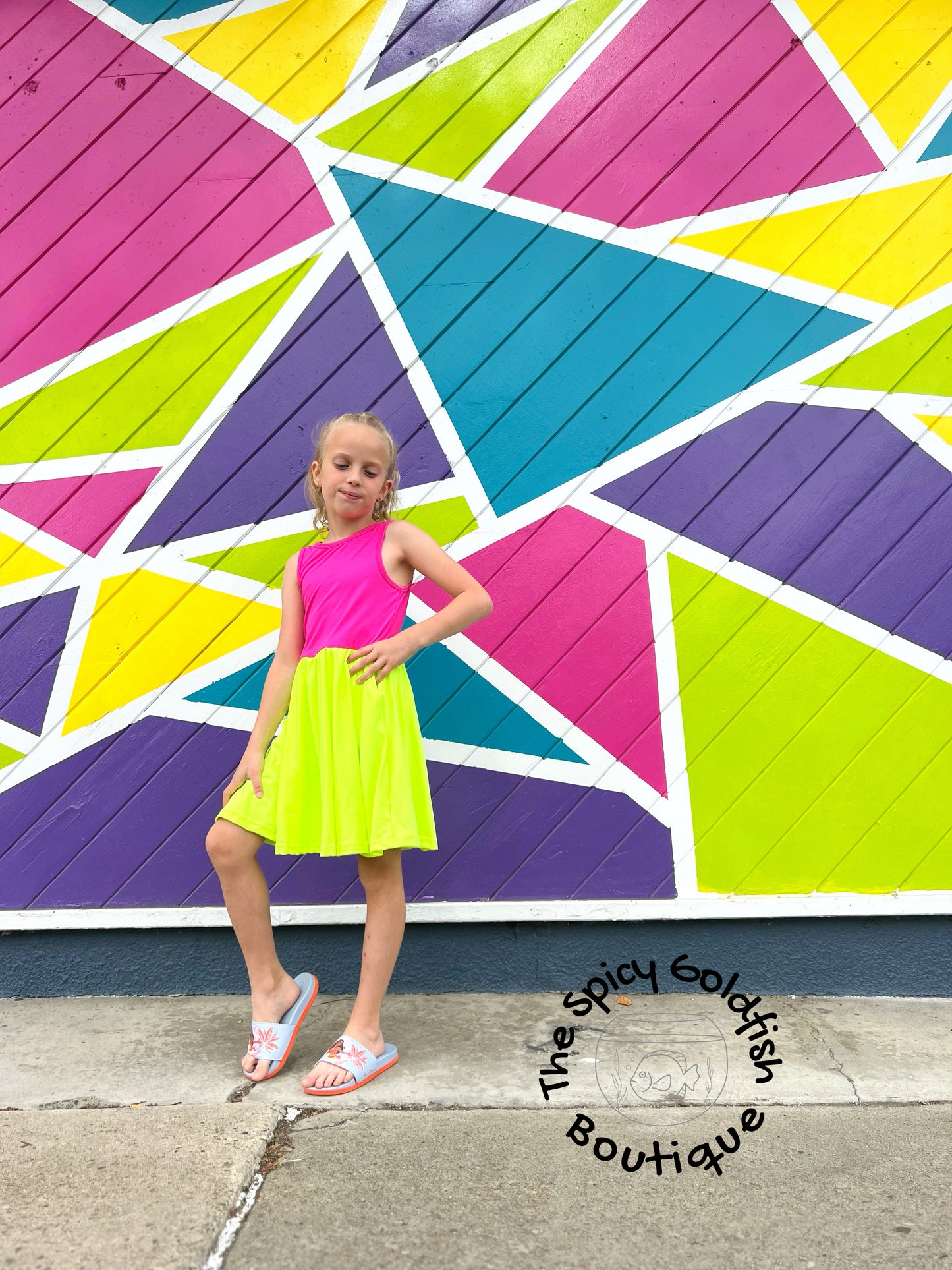 Neon pink and yellow