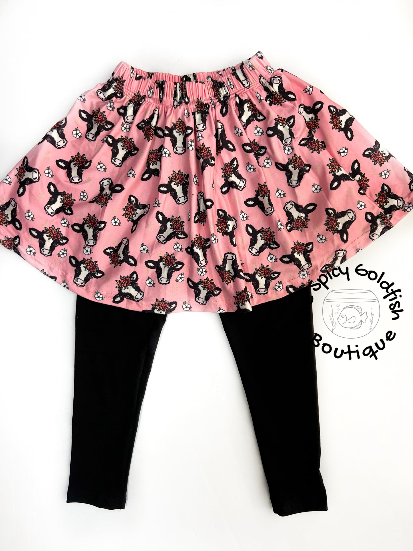 Cow Floral skirt leggings