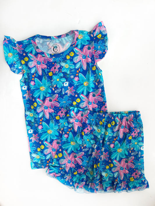 Blue floral 2pc