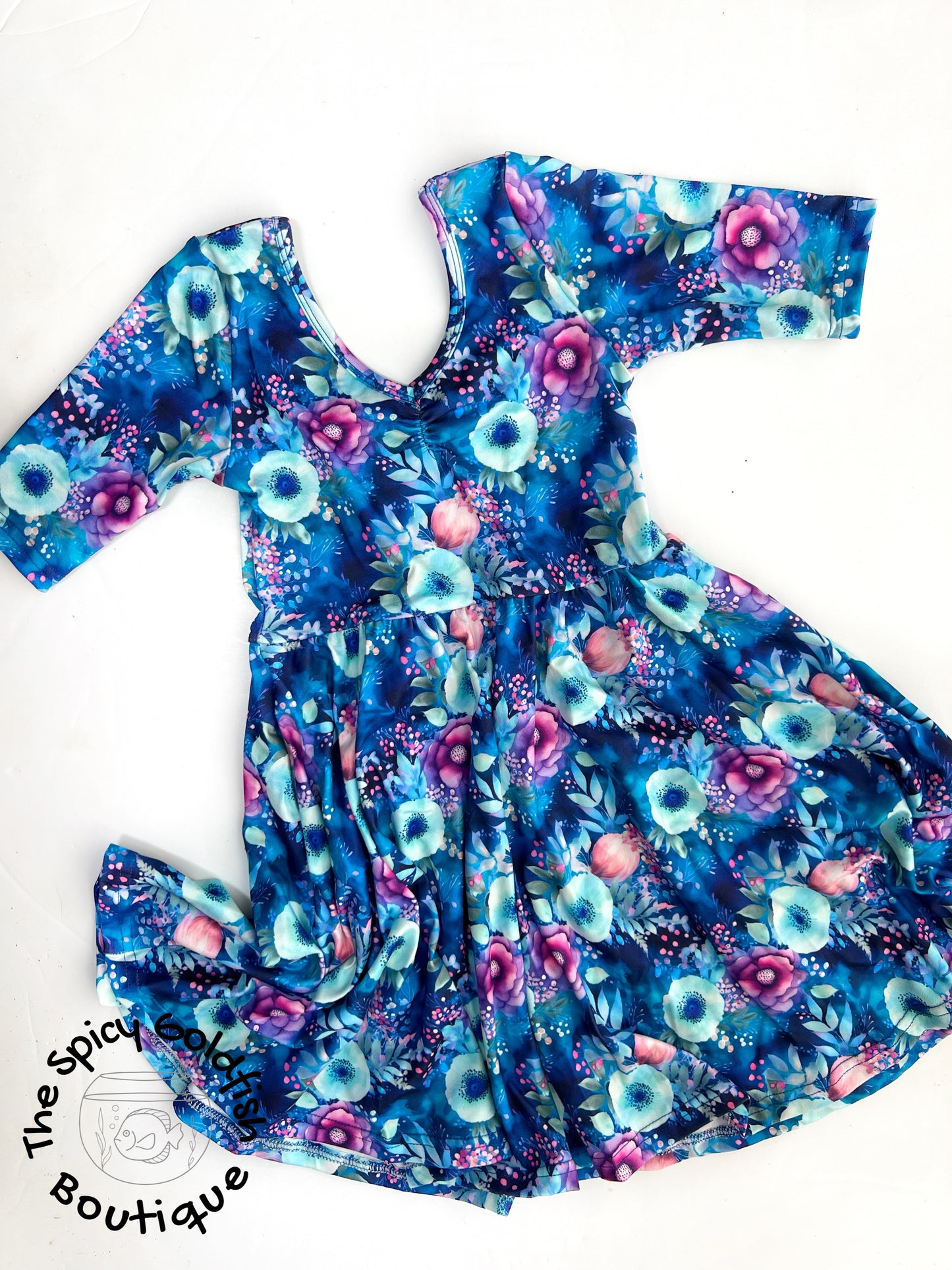 Blue & purple floral ballerina