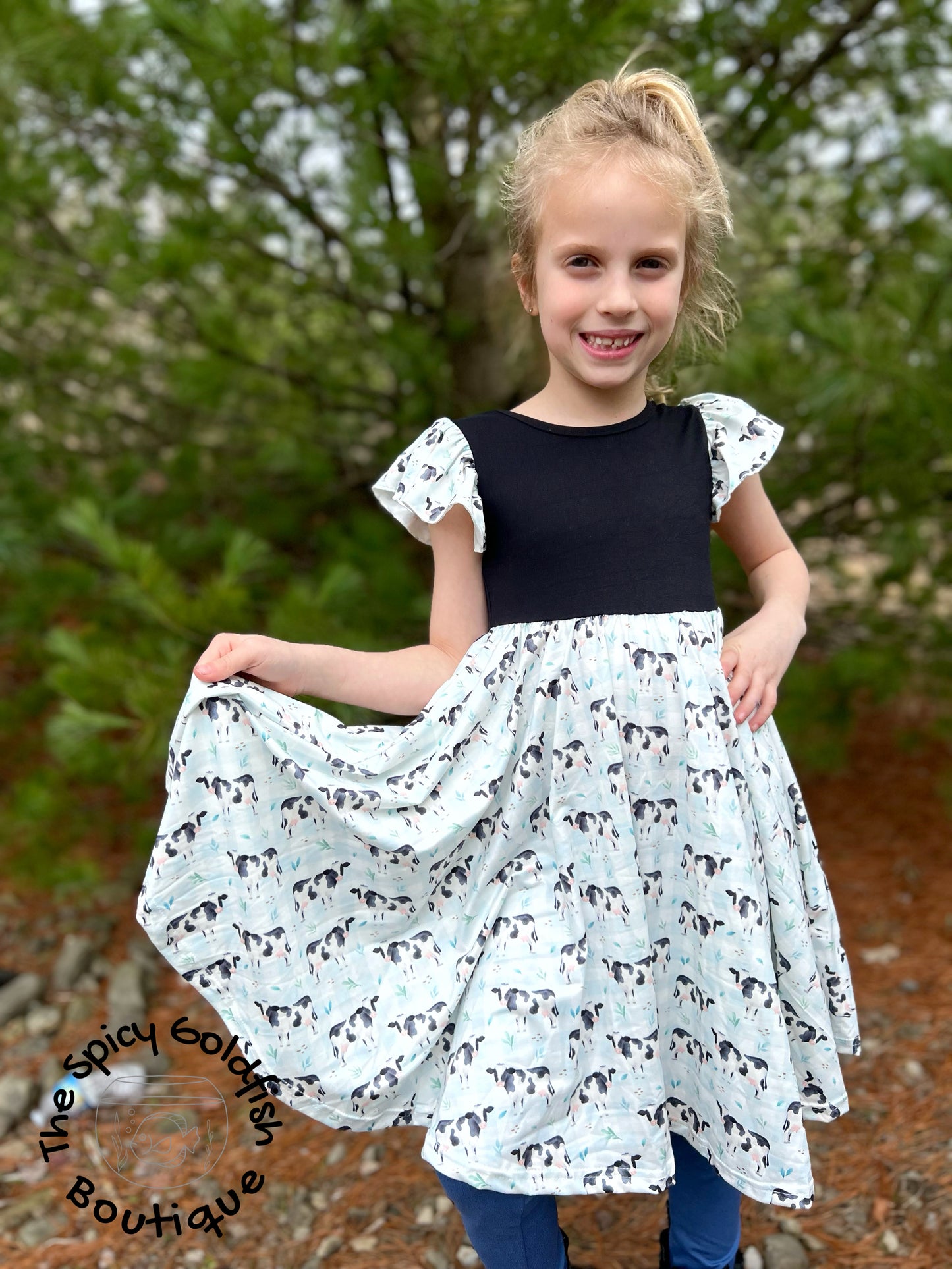 Plaid Floral Cow flutter