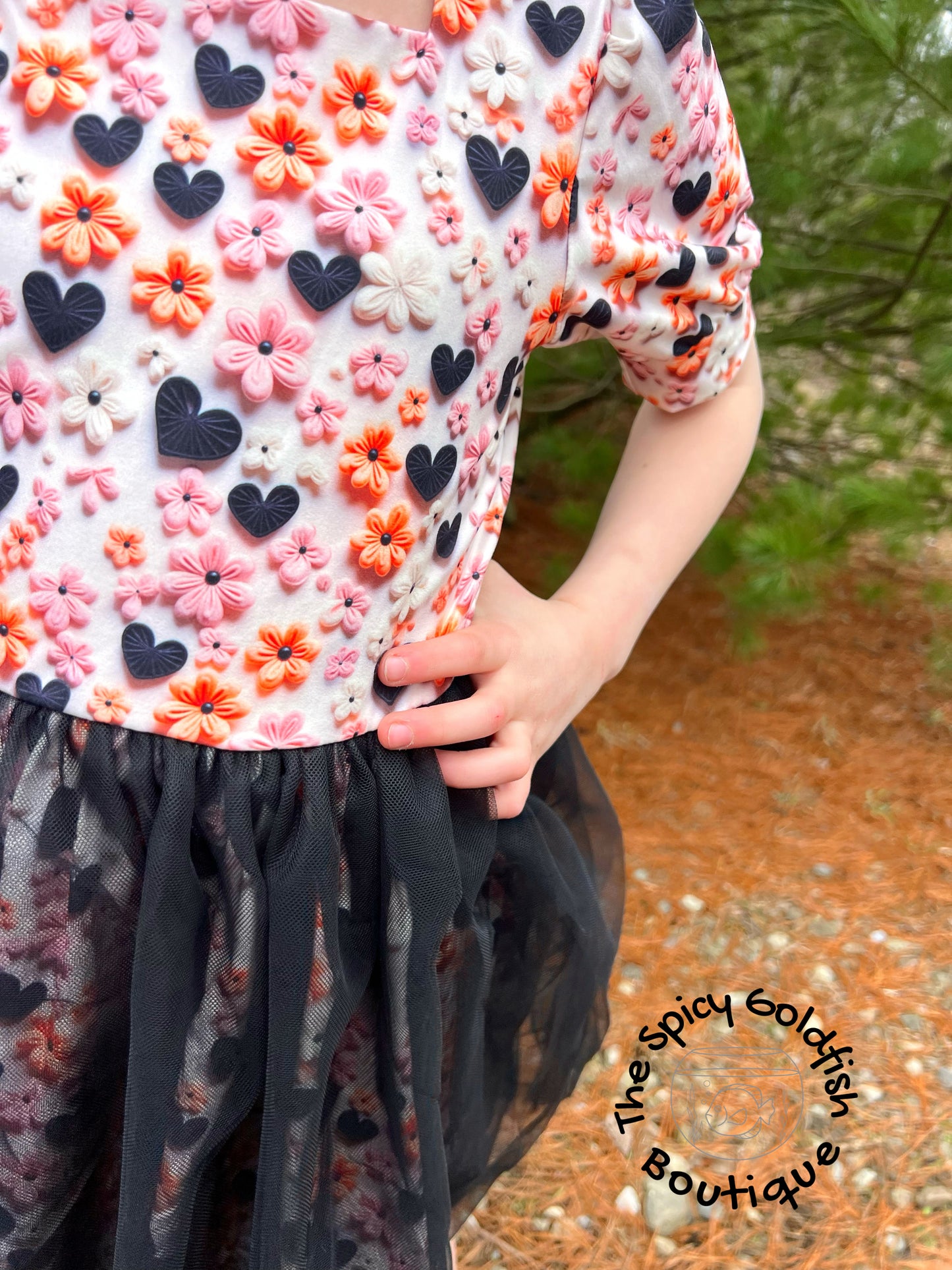 Heart floral tulle