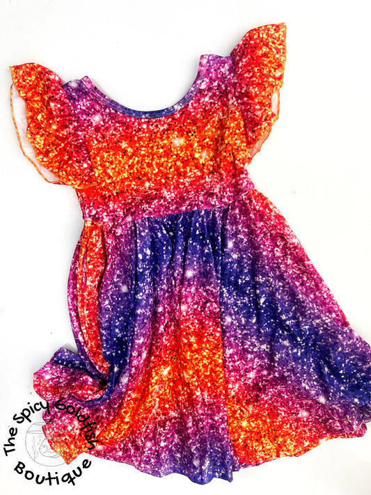 Purple & Orange sparkle flutter